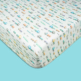 Tiny Snooze Organic Fitted Cot Sheet- Trucks