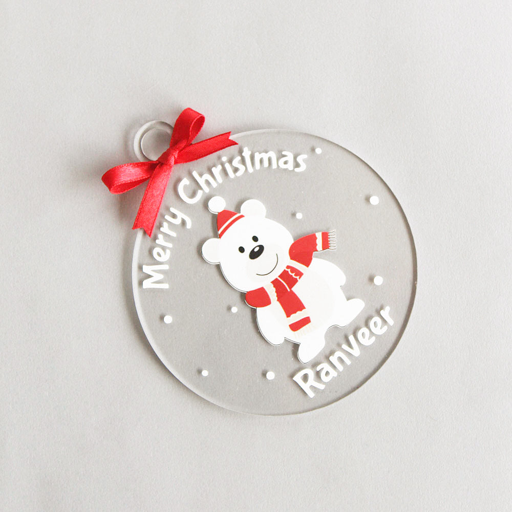 Personalised Merry Christmas Ornament - Bear