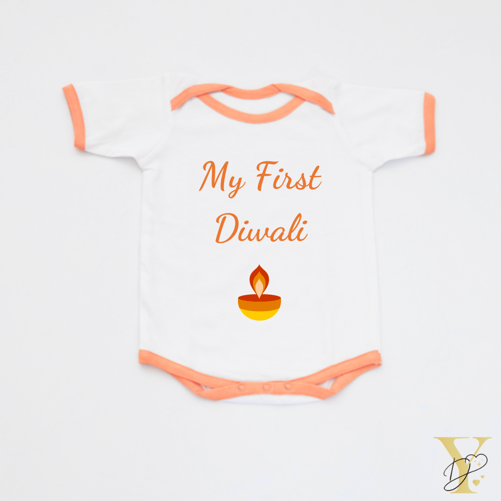 Personalised Bodysuit - My First Diwali (Orange Love)