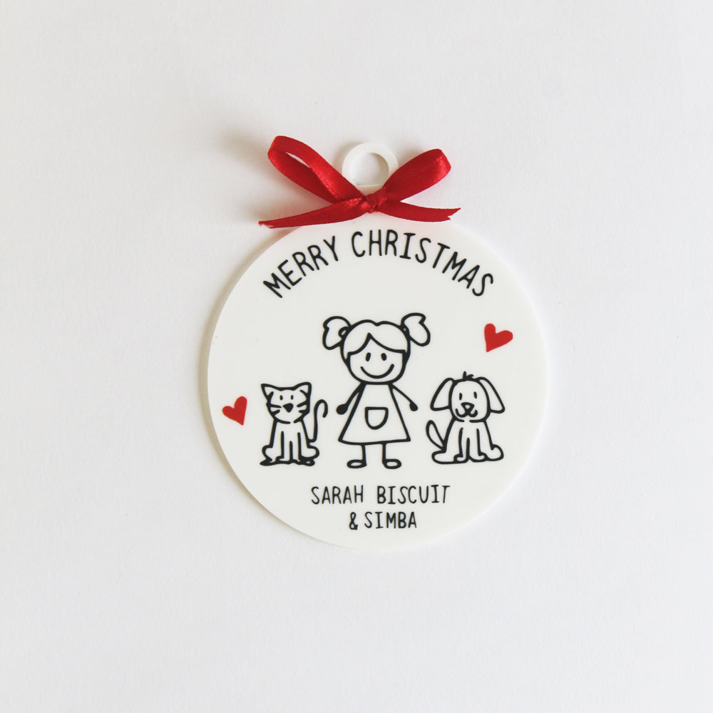 Personalised Christmas Doodle Ornament - 3 Doodles