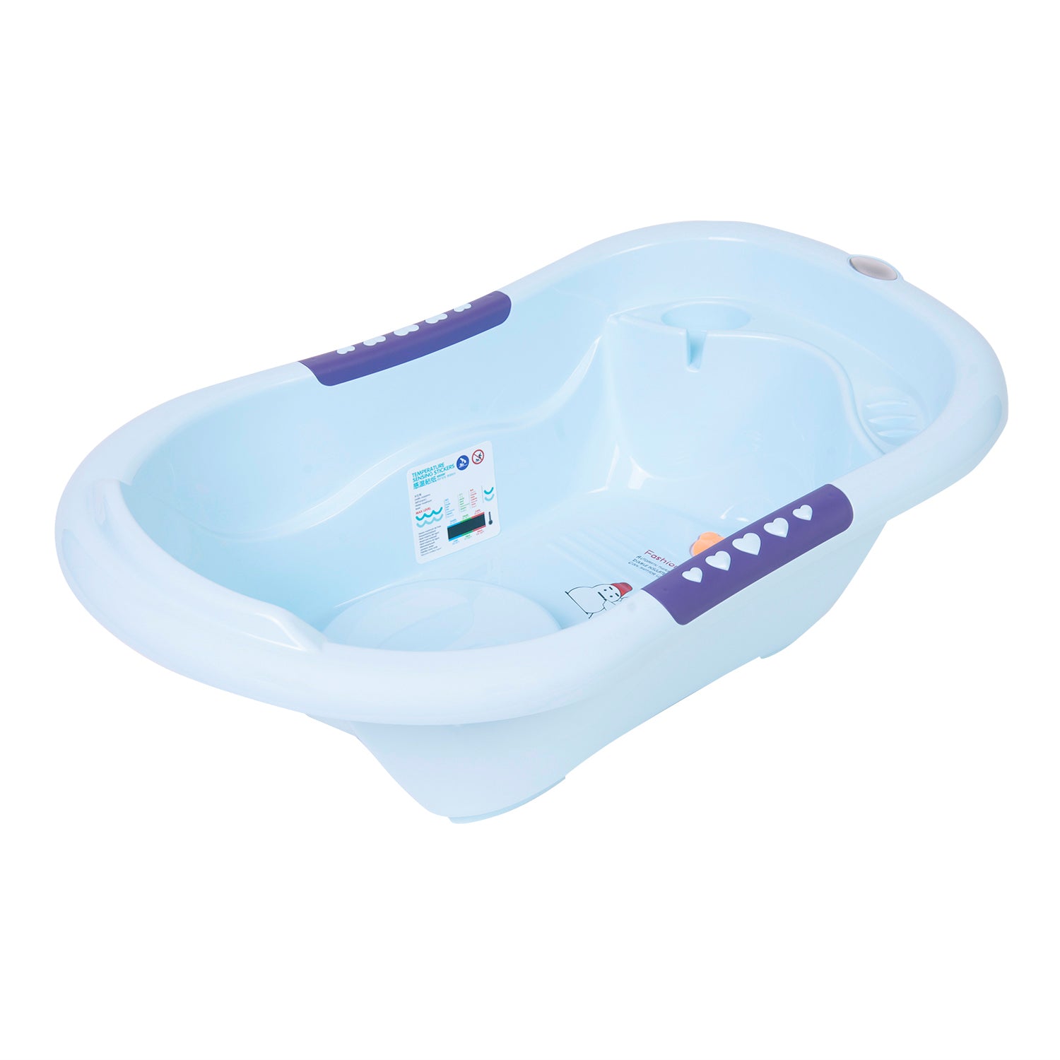 Baby Moo Bath Tub With Soap Holder And Drain Plug Blue