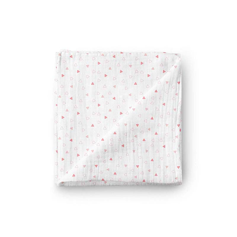 The White Cradle 100% Organic Cotton Baby Swaddle Wrap - Pink Hearts & Triangles