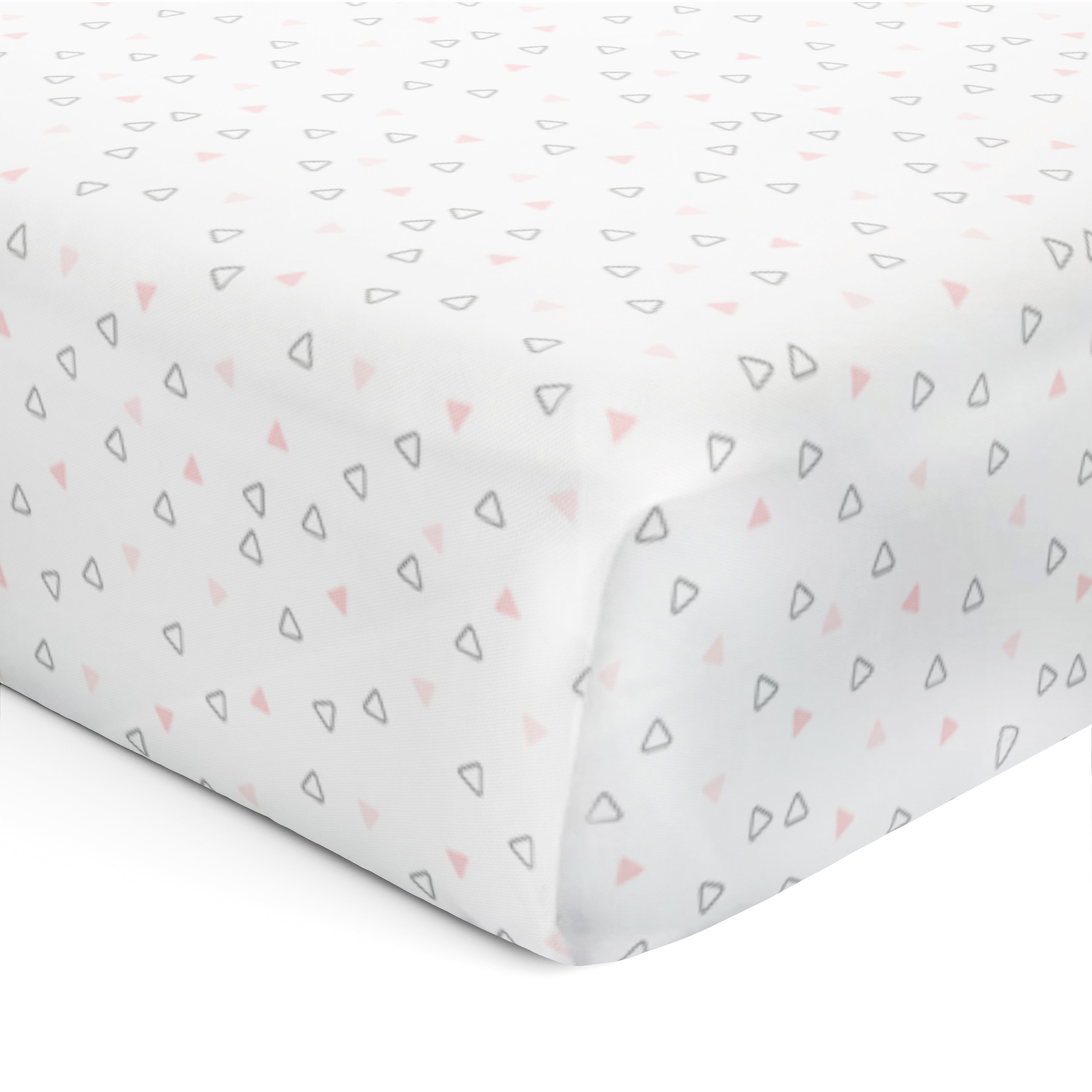 The White Cradle Flat Bed Sheet for Baby Cot & Mattress - Pink Triangles