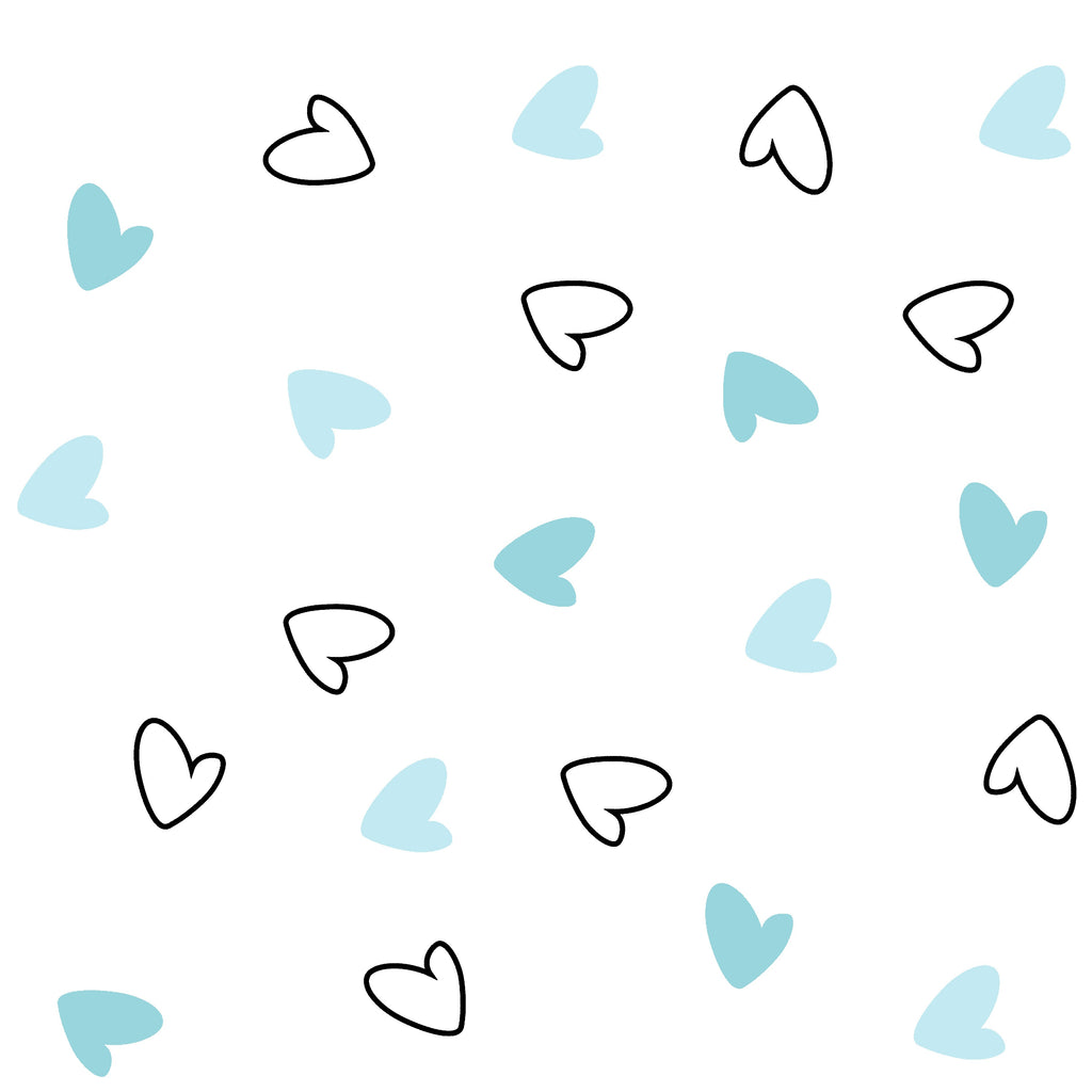 The White Cradle Flat Bed Sheet for Baby Cot & Mattress - Blue Hearts