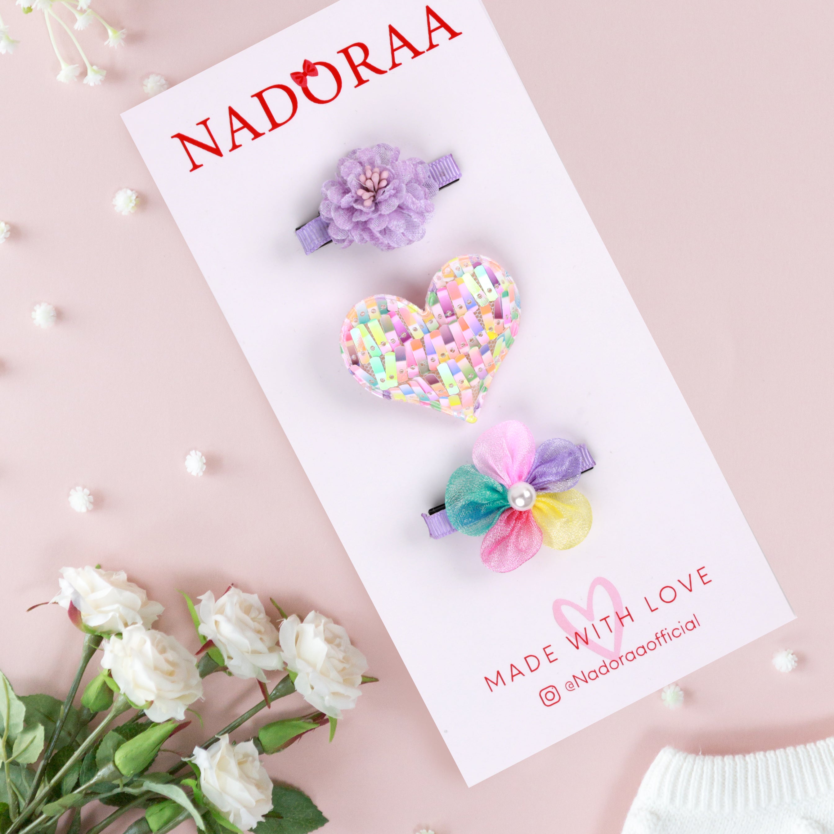 Nadoraa- Lovely Lavender Hairclips- 3 Pack
