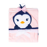 Baby Moo Bathing Hooded Towel 100% Cotton Pretty Penguin Pink
