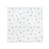 The White Cradle 100% Organic Cotton Baby Swaddle Wrap - Blue Hearts