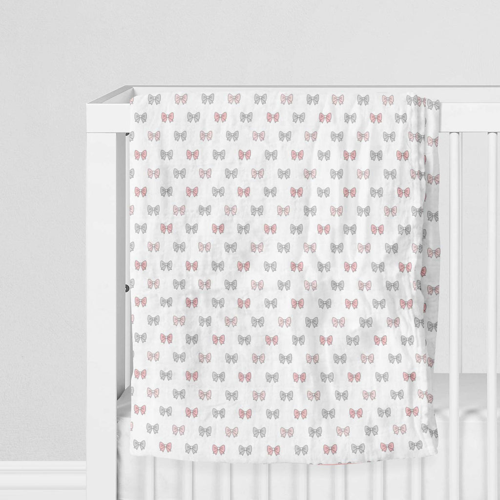 The White Cradle 100% Organic Cotton Baby Swaddle Wrap - Pink Bow