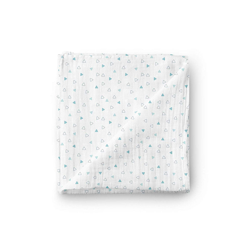 The White Cradle 100% Organic Cotton Baby Swaddle Wrap - Blue Triangle