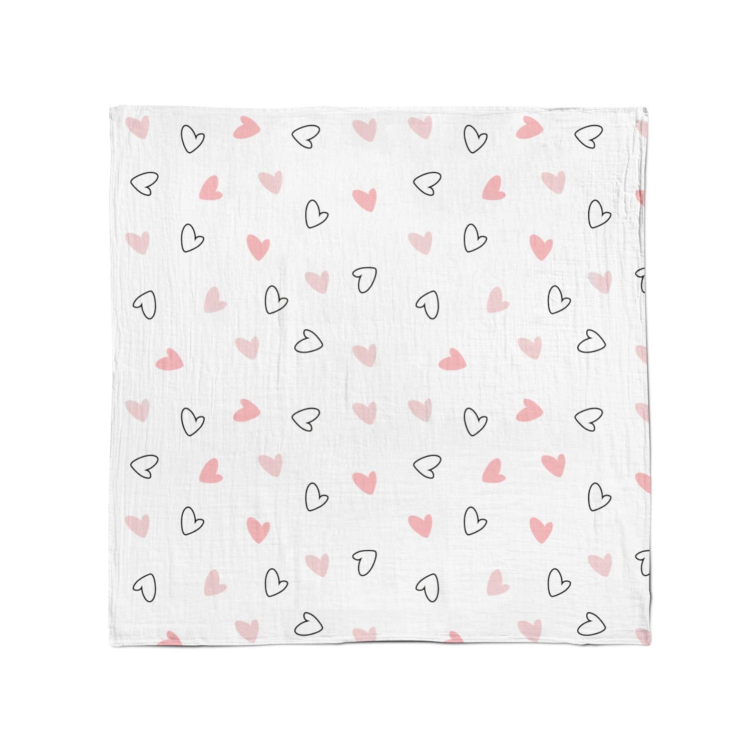 The White Cradle 100% Organic Cotton Baby Swaddle Wrap - Pink Hearts
