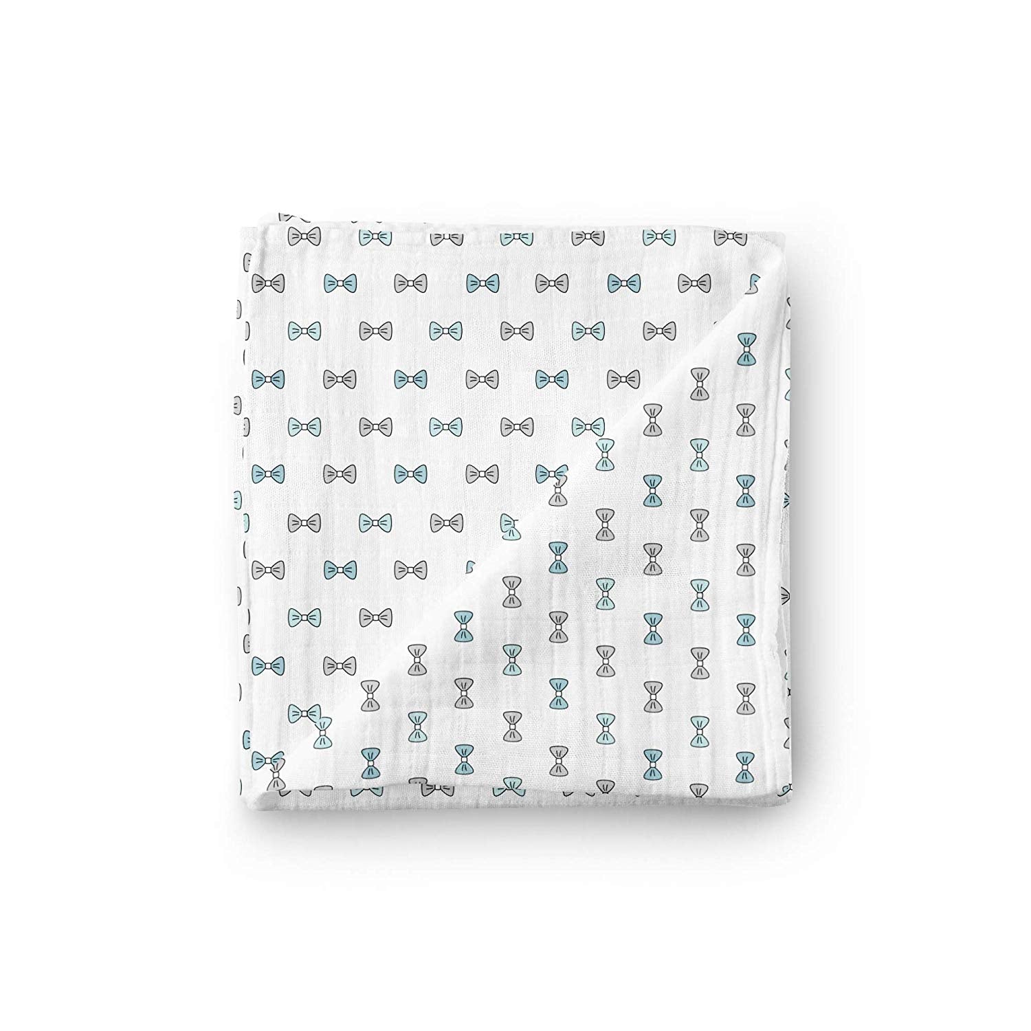 The White Cradle 100% Organic Cotton Baby Swaddle Wrap - Blue Bow