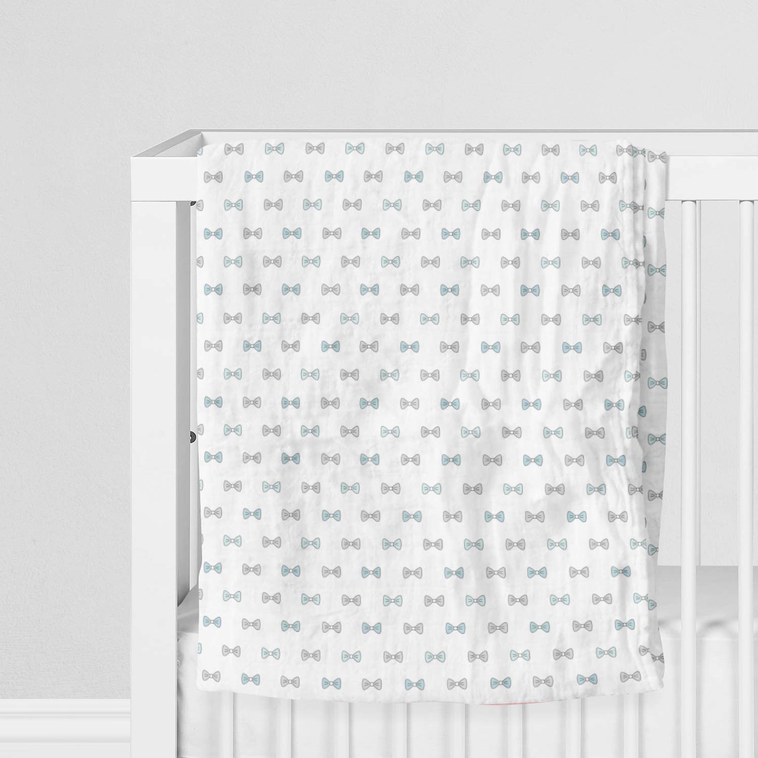 The White Cradle 100% Organic Cotton Baby Swaddle Wrap - Blue Bow