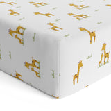 The White Cradle Pure Organic Cotton Fitted Cot Sheet for Baby Crib 24 x 48 inch (Medium) - Giraffe