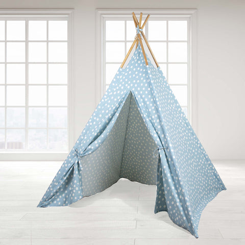 Teepee Tent - Blue Base with White Dots