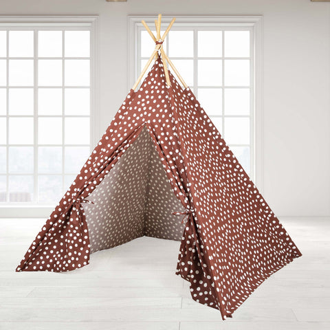 Teepee Tent - Brown Base with White Dots