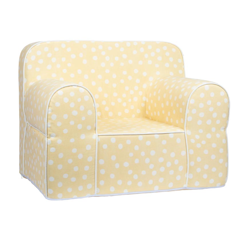 Kids Sofa - Yellow Base with White Dots