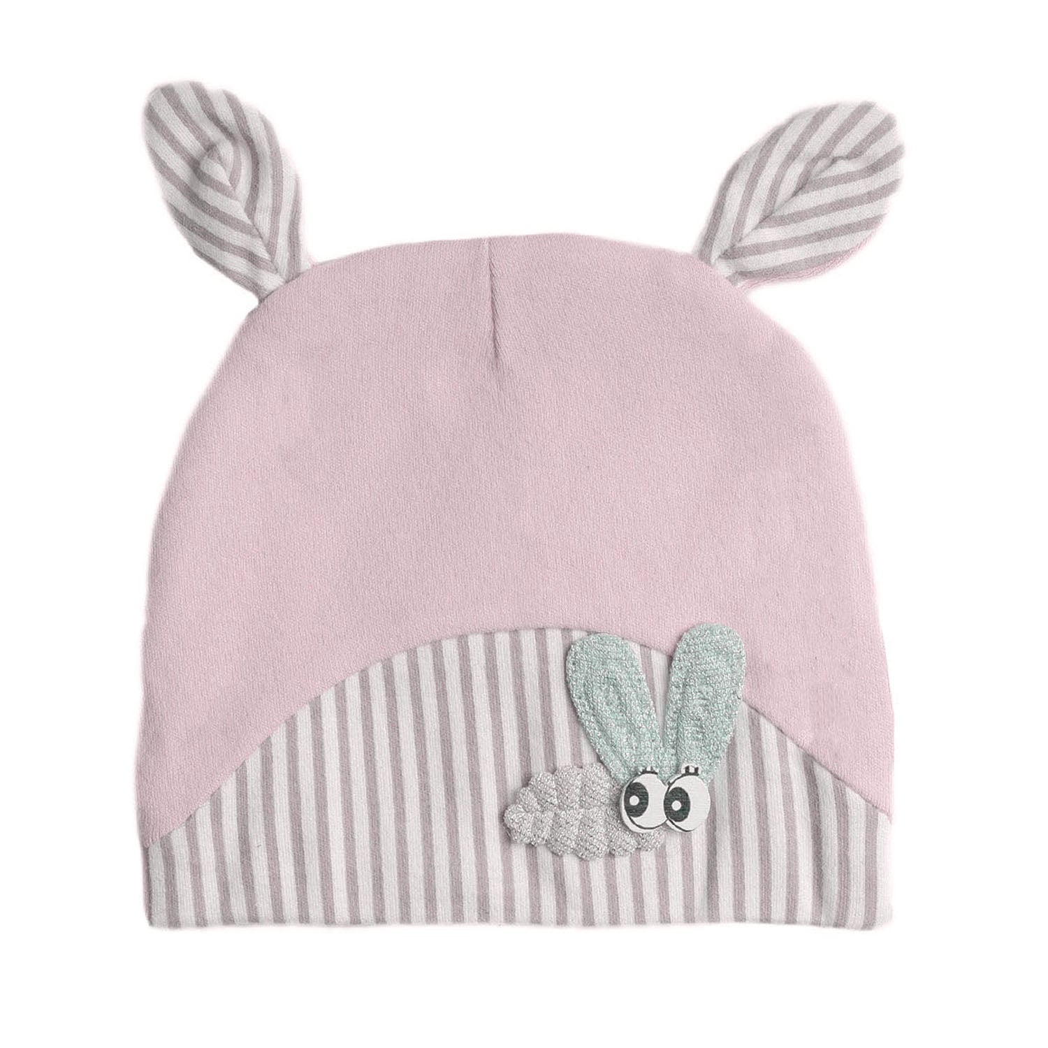 Baby Moo Busy Bee All Season Stretchable Hosiery Warm 3D Beanie Cap - Pink