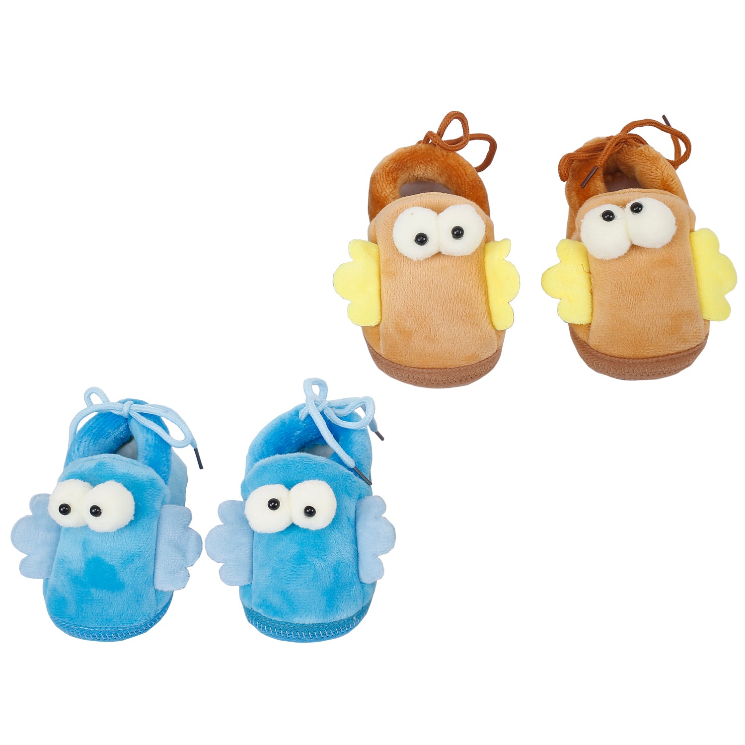 Baby Moo Little Birdies Blue And Brown 2 Pk Booties