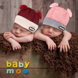 Baby Moo Pom Pom Maroon And Pink 2 Pk Woolen Cap