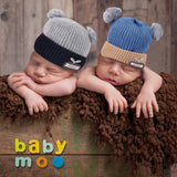 Baby Moo Pom Pom Blue And Grey 2 Pk Woolen Cap