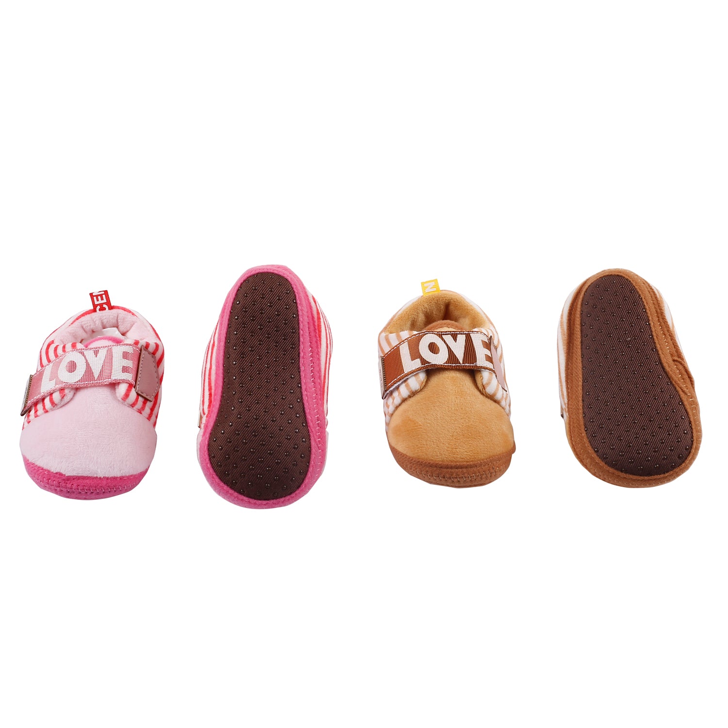 Baby Moo All About Love Brown And Pink 2 Pk Booties