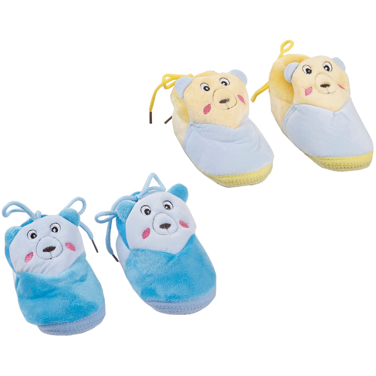 Baby Moo Cuddly Bear Blue And Yellow 2 Pk Booties