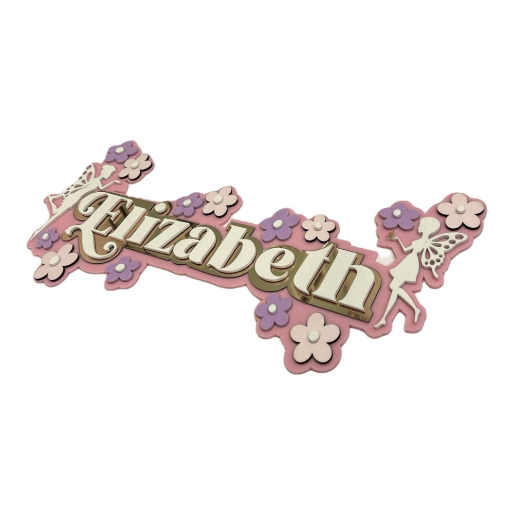 3 Layer Acrylic Name Plaque- Fairyland Floral
