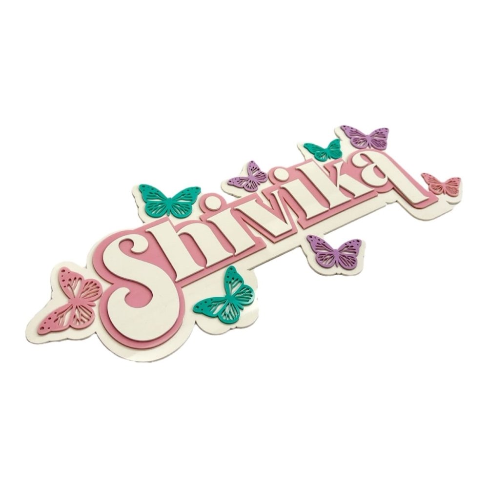 3 Layer Acrylic Name Plaque- Butterfly Magic