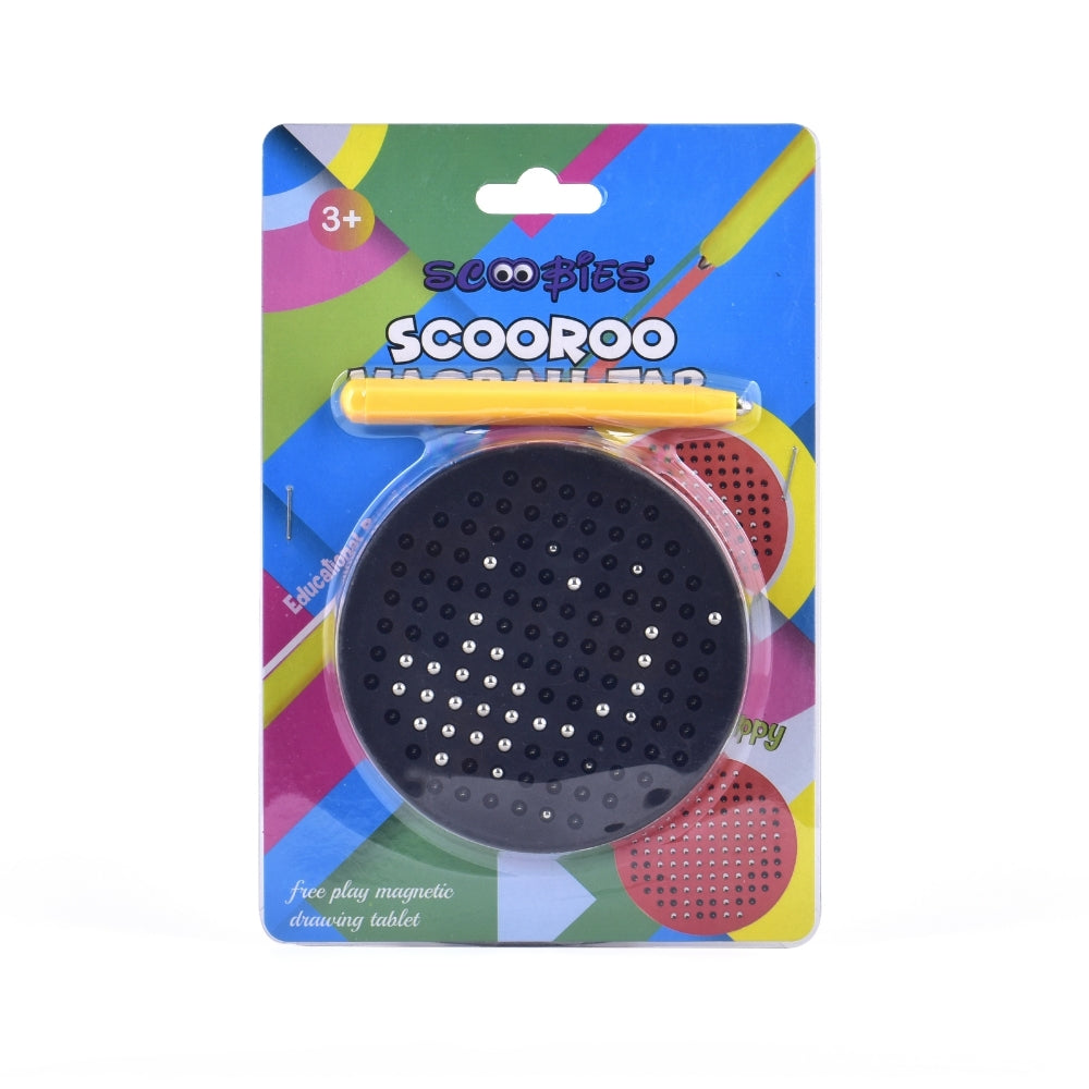 ScooRoo Black Round Tab | With Magnetic Stylus | Kids Reusable Fun Learning Pad | With Audible Click Sound | Creative Education Drawing Tablet
