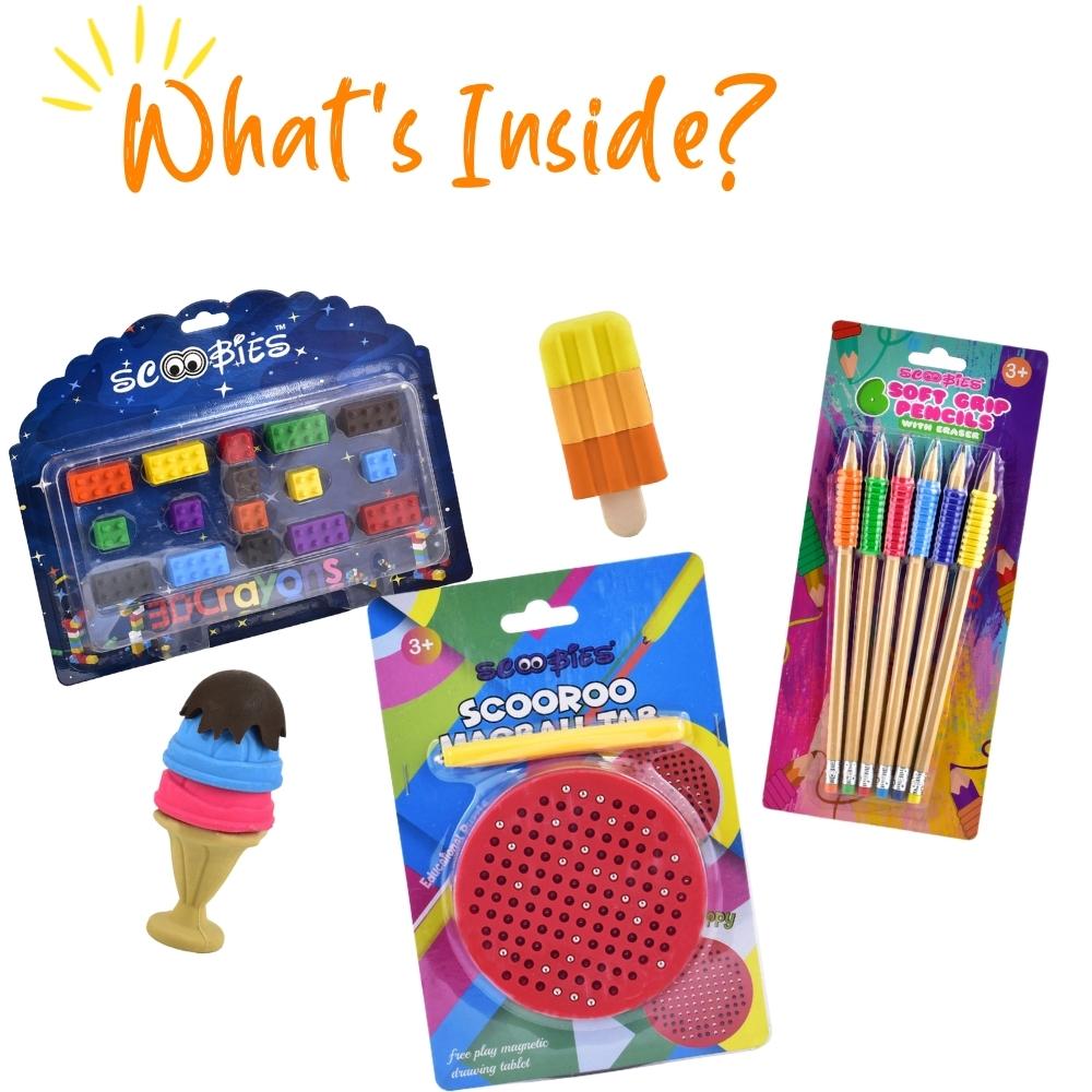 Scoobies Delight Combo | High Five Goodies | Ed-tainment Happiness Box | With Special Magnetic Writing Pad | Fab Deal