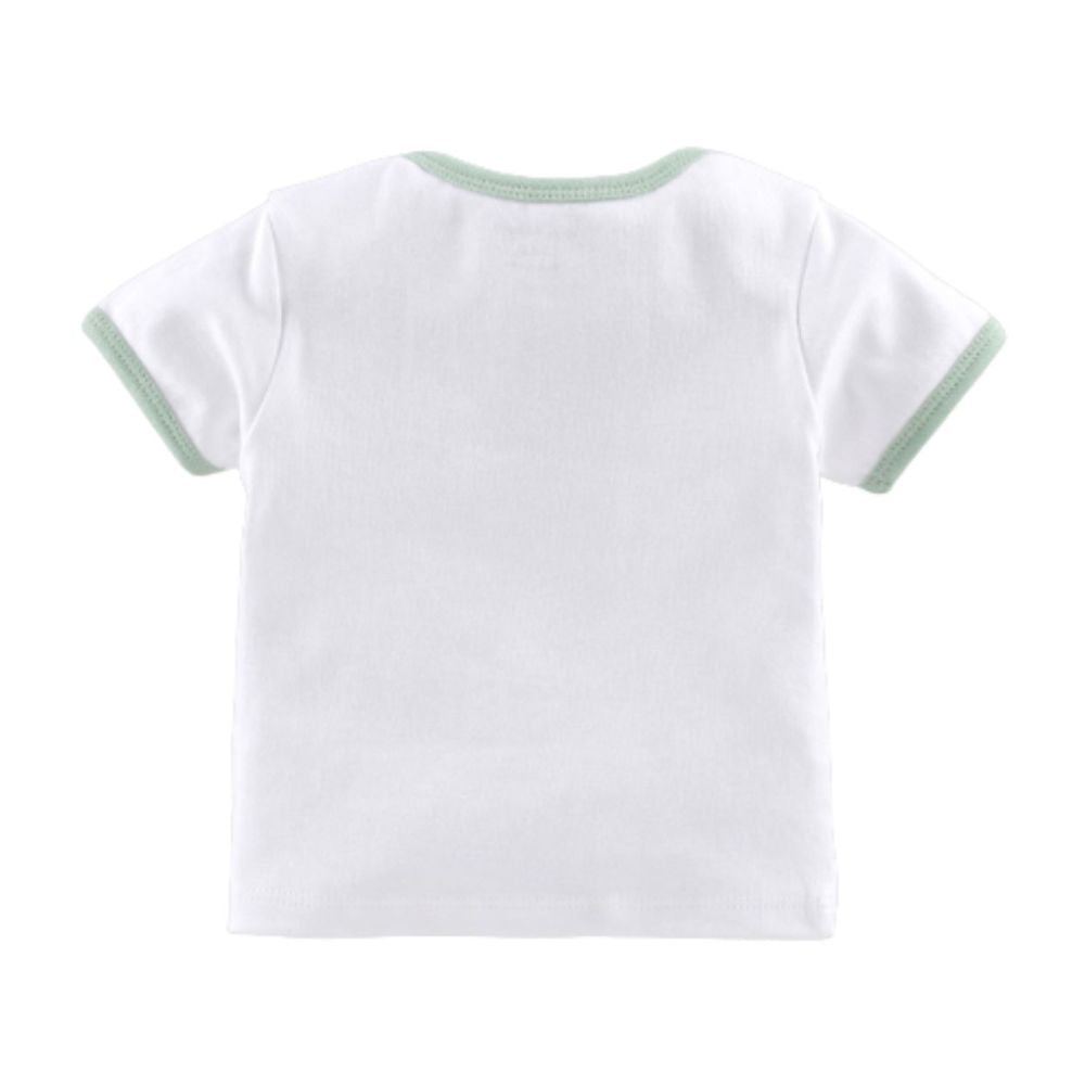 My Milestones Baby Top Bottom Set- Half Sleeves T-shirt with Shorts-White/S.Green