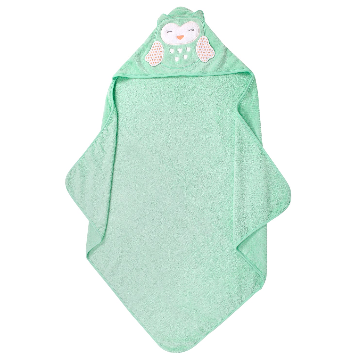 Baby Moo Owl Green Hooded Towel