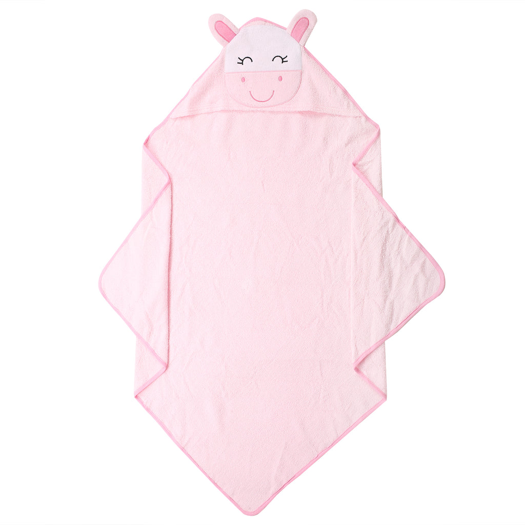 Baby Moo Sleepy Bunny Pink Hooded Towel