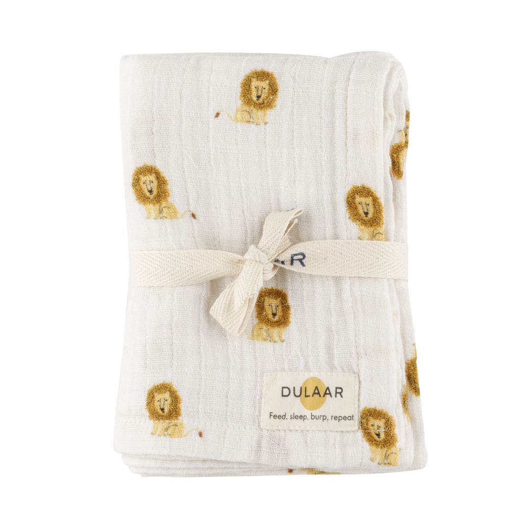 Dulaar Organic Muslin Multipurpose Cloth (Set of 2) - The Sparrow and Flower + Just Lion Around