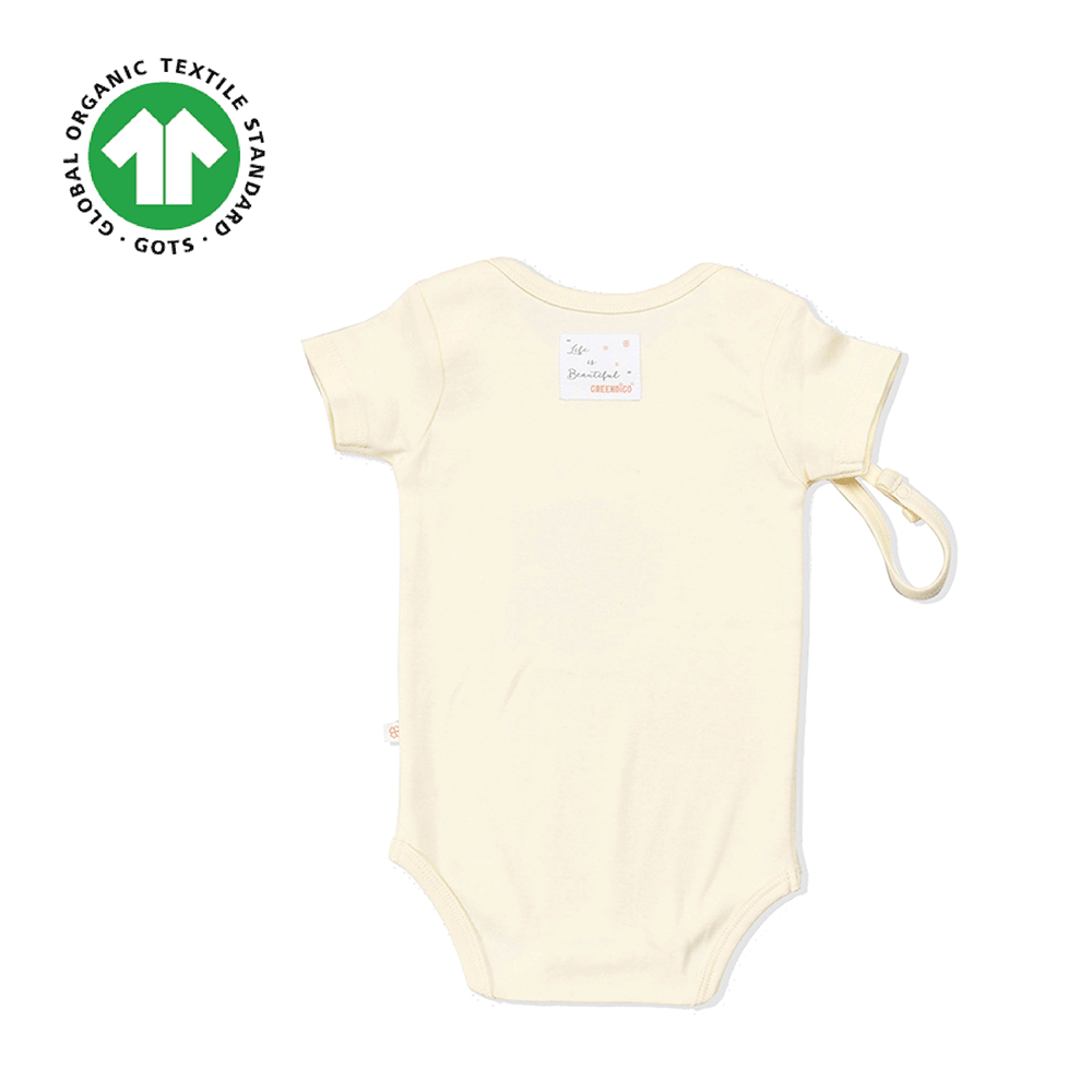 Greendigo Organic Cotton Off White Bodysuit For New Born Baby Boys And Baby Girls