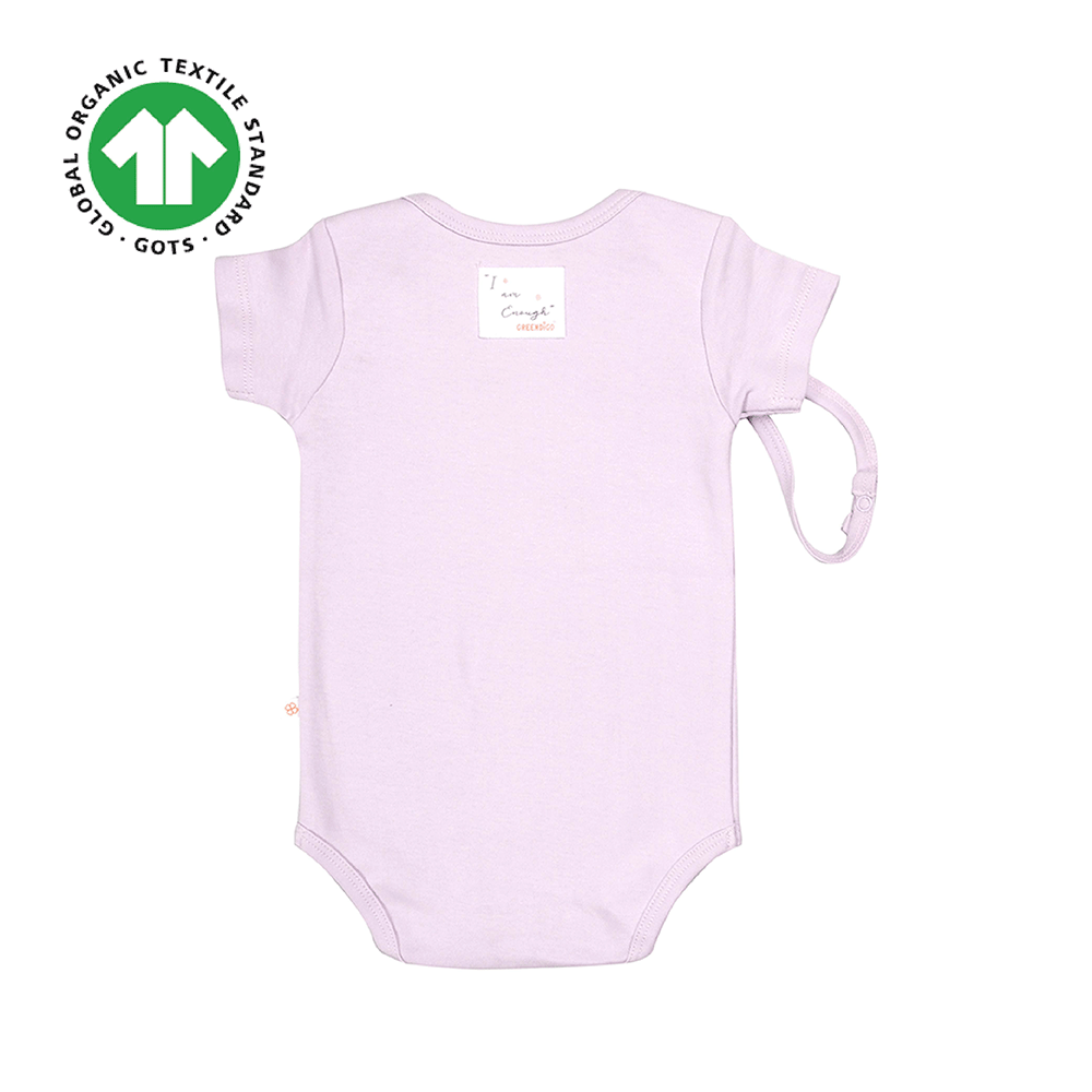 Greendigo Organic Cotton Lavender Bodysuit For New Born Baby Boys And Baby Girls