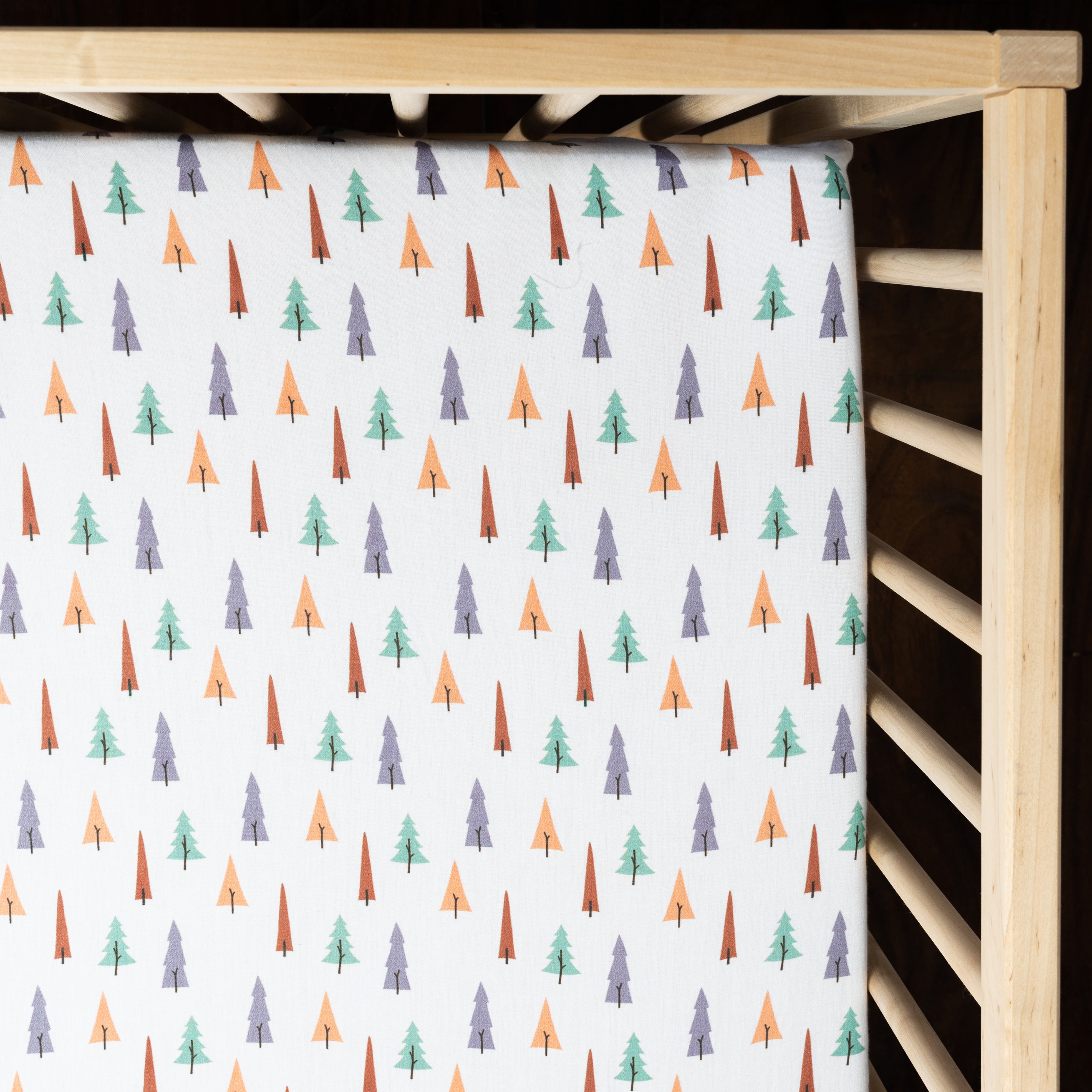 Tiny Snooze Organic Fitted Cot Sheet- Trees