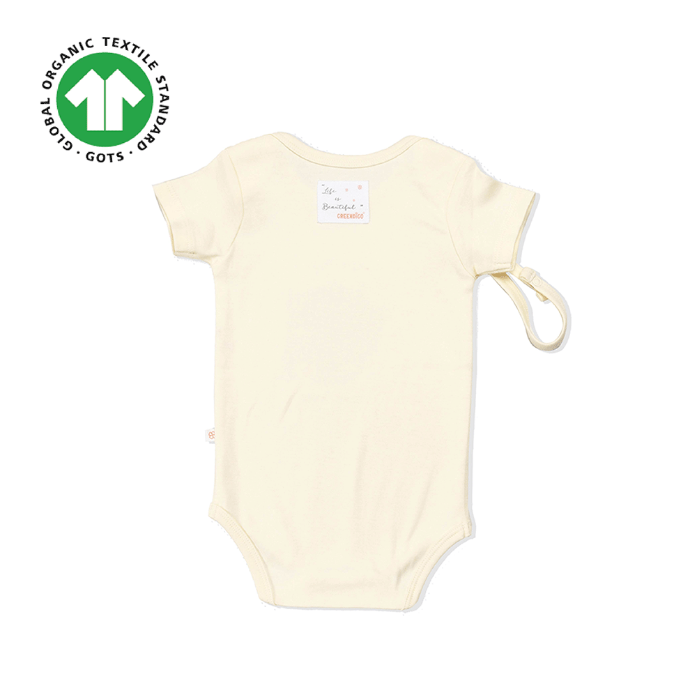 Greendigo Organic Cotton Off White Bodysuit For New Born Baby Boys And Baby Girls