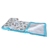 My Milestones 100% Cotton Muslin Baby Blanket - 6 Layered (43x43 inches) - Zoo Print Blue