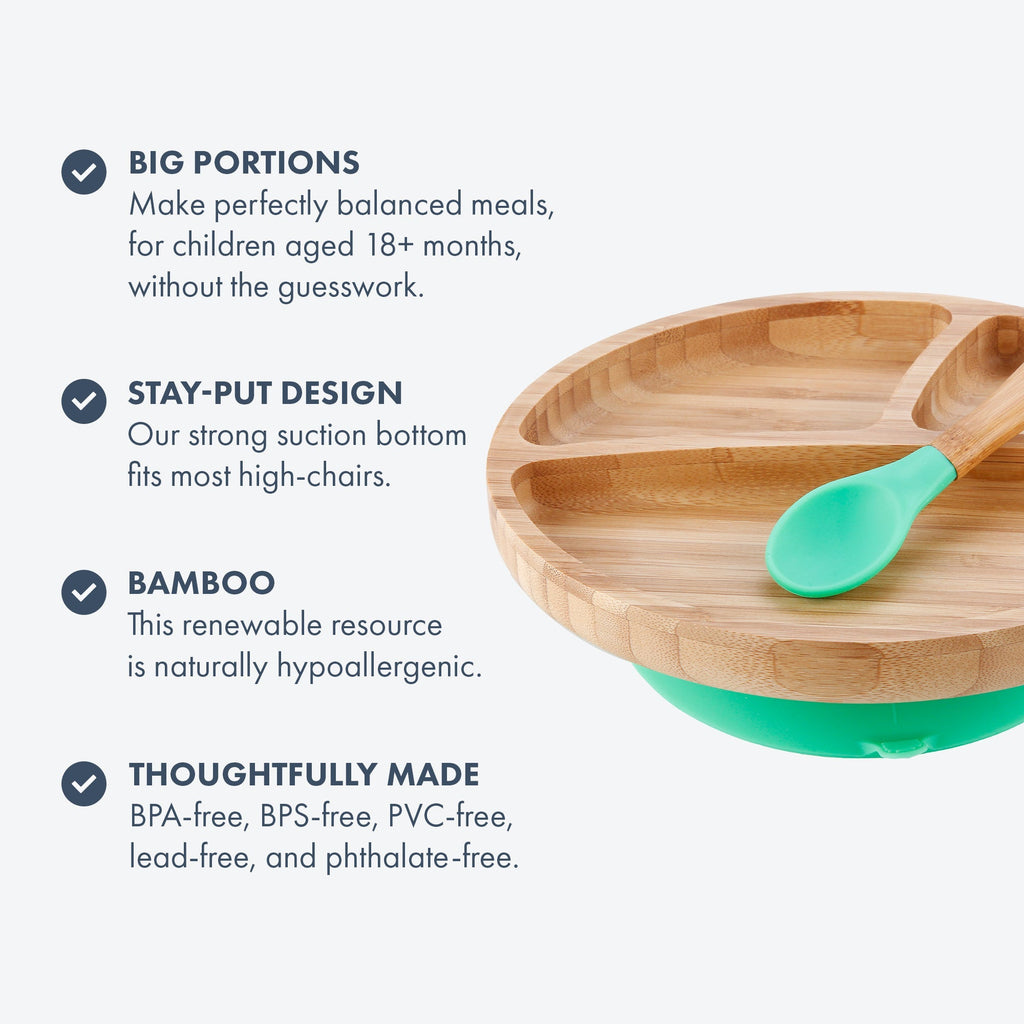 Avanchy Bamboo Toddler Plate & Spoon -Blue