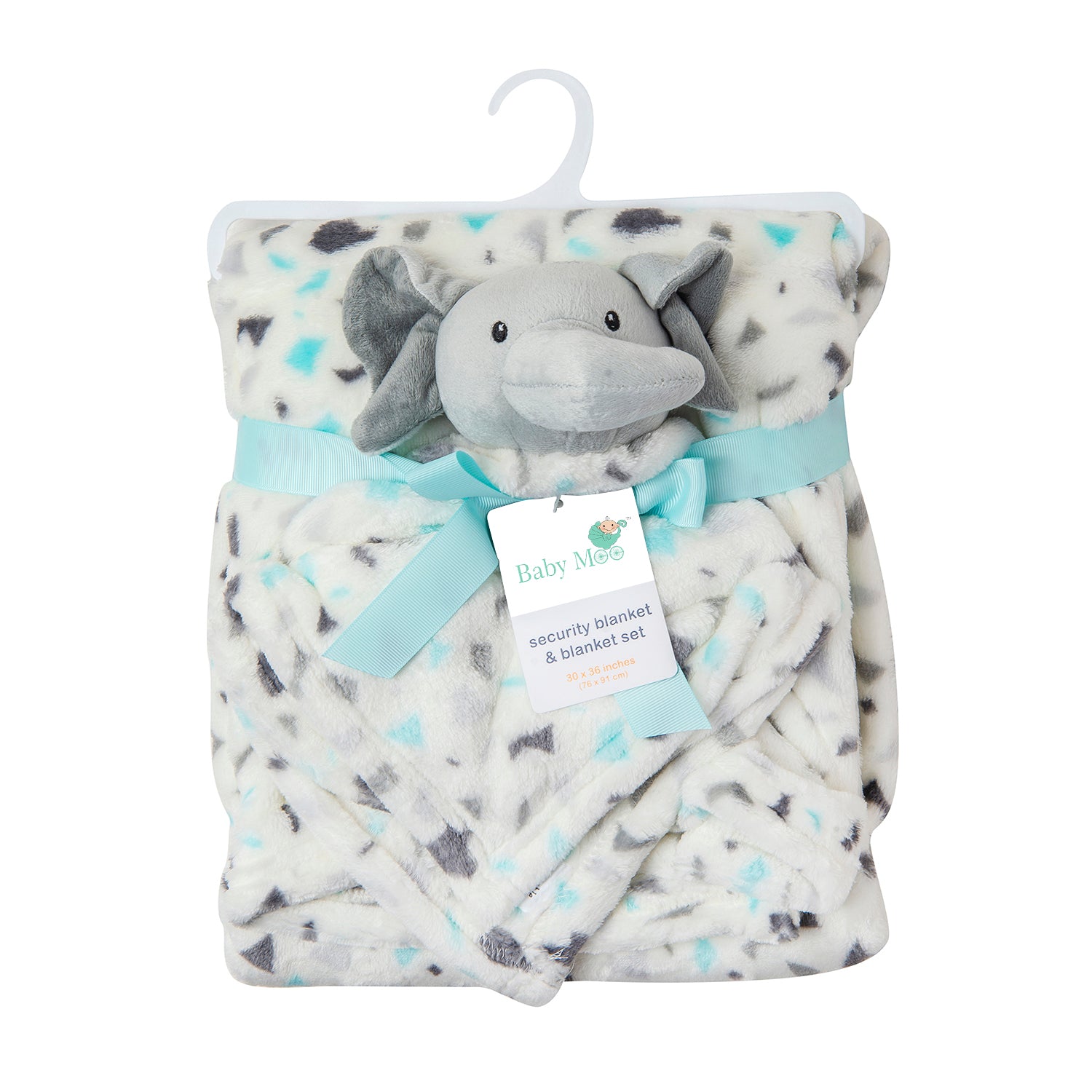 Baby Moo Elephant Hearts Soft Cozy Plush Toy Blanket Blue