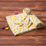Baby Moo Monkey And Bananas Soft Cozy Plush Toy Blanket Yellow
