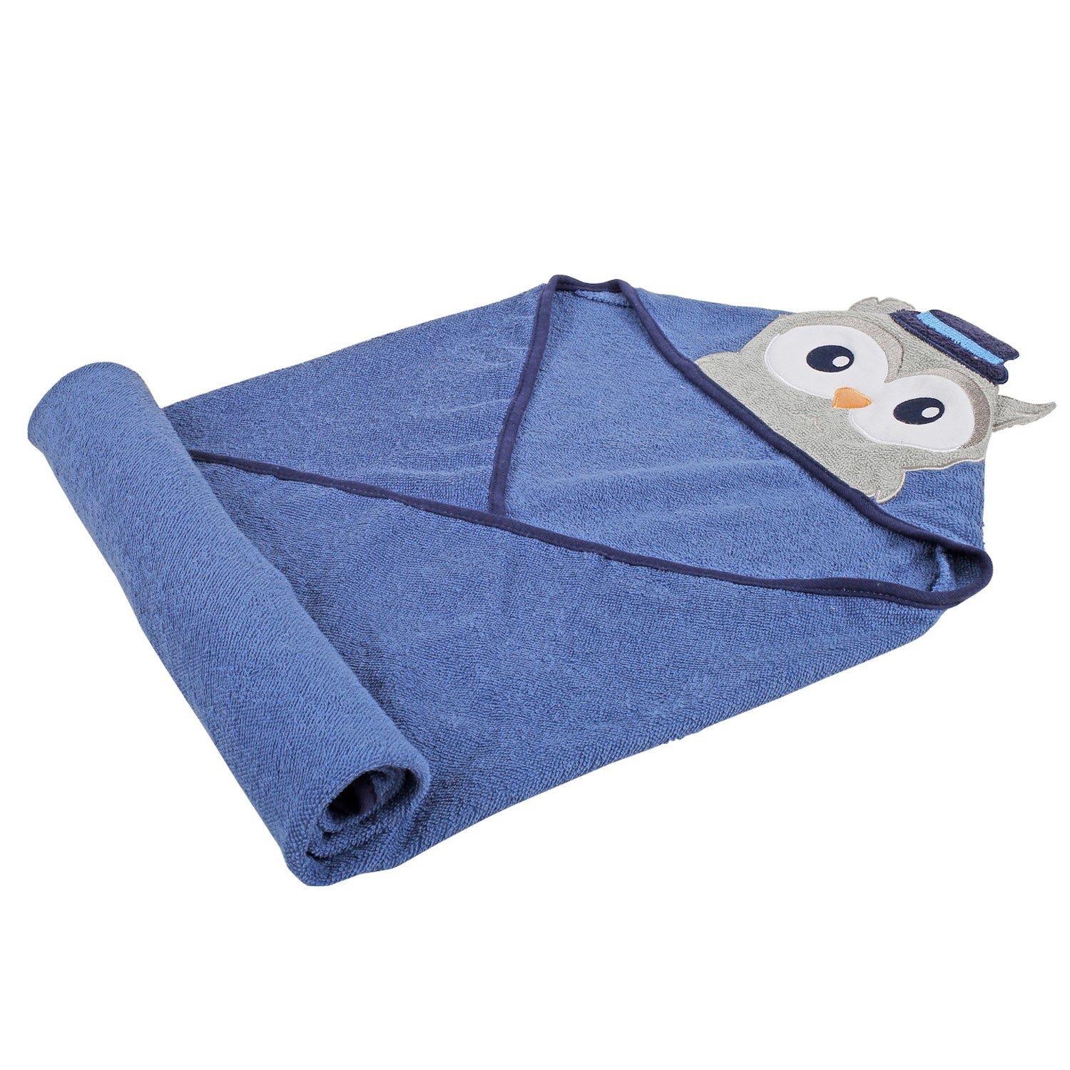 Baby Moo Mr. Owl Blue Hooded Towel