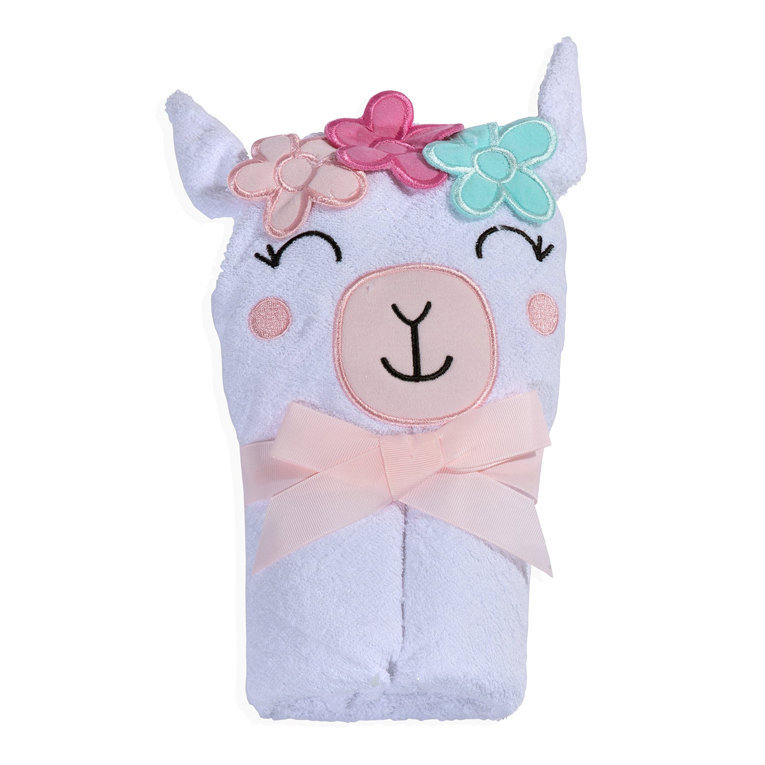 Baby Moo Garland Princess Llama Premium Hooded Towel - White