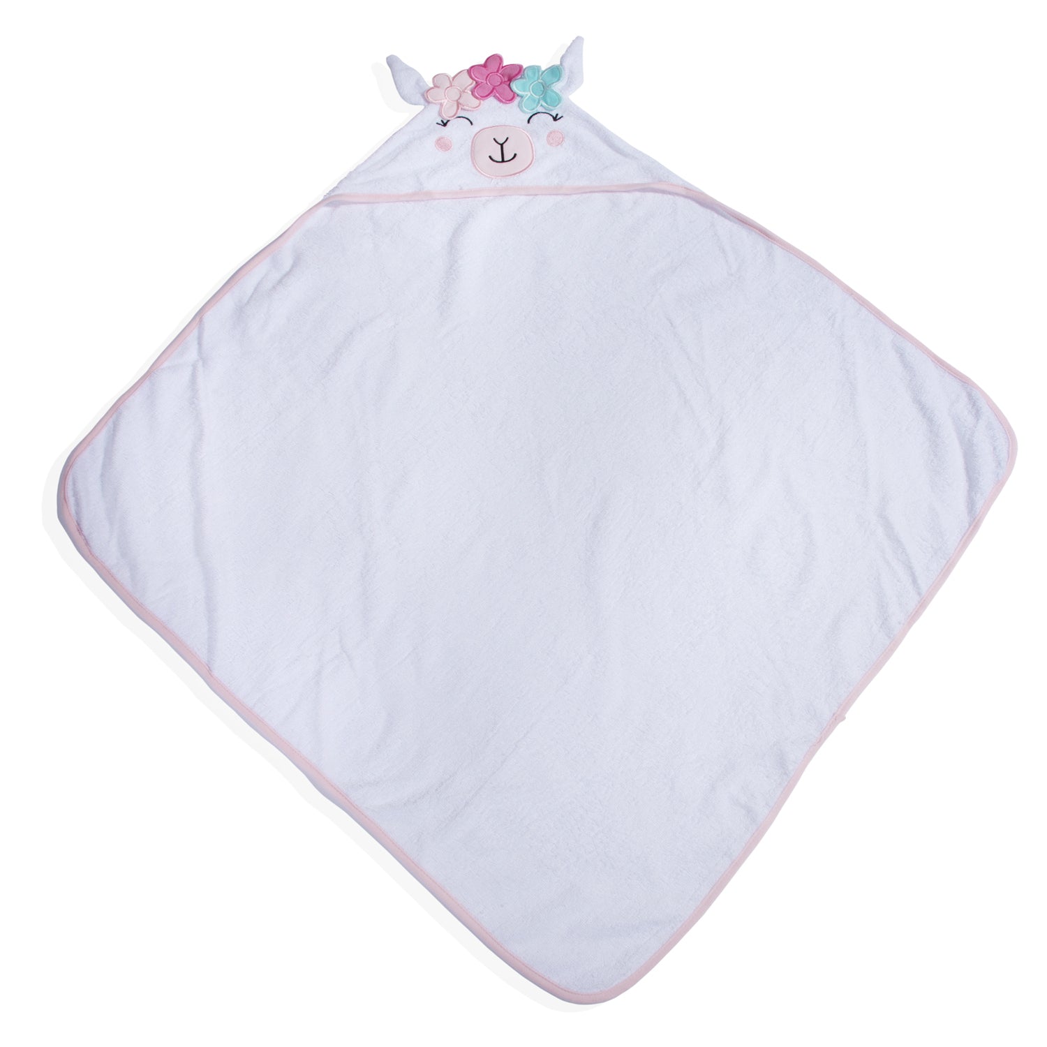 Baby Moo Garland Princess Llama Premium Hooded Towel - White