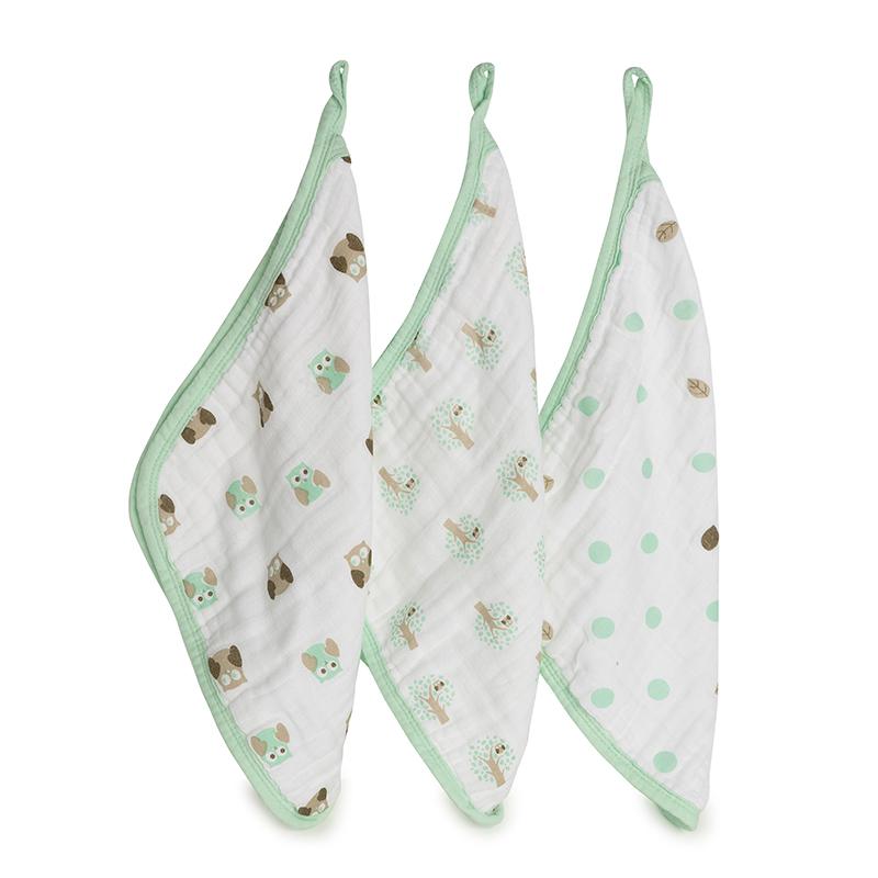 Minty Green Muslin Wash Cloth - 3 Pack