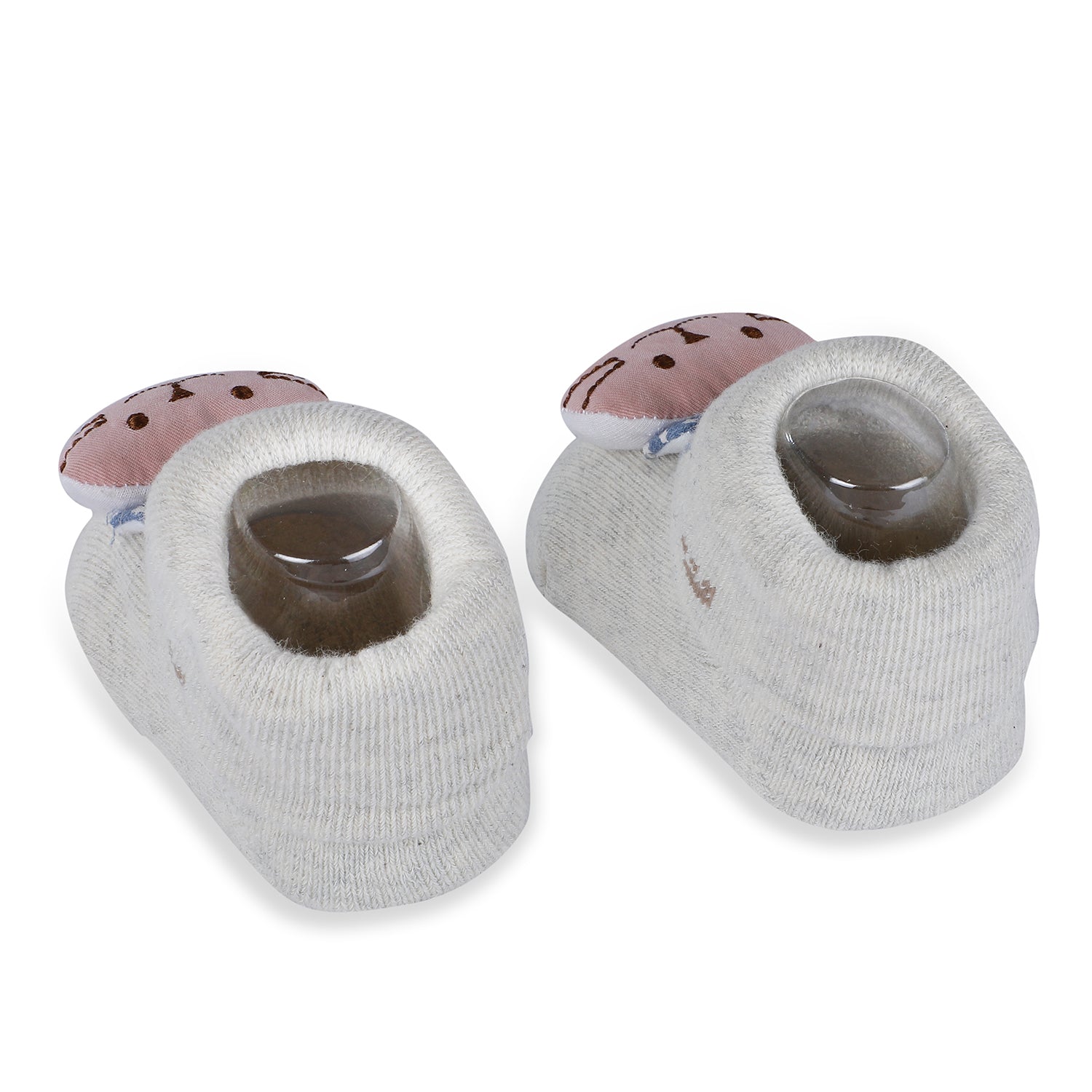 Baby Moo Blushing Kitty Cotton Anti-Skid 3D Socks - Grey