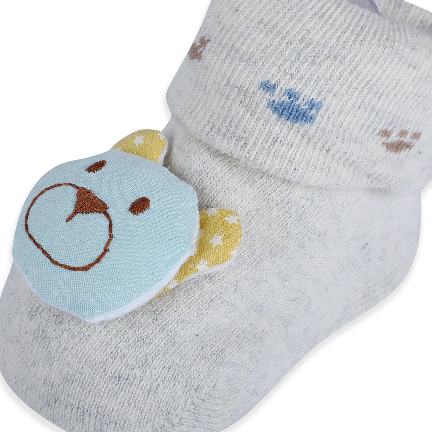 Baby Moo Cuddly Bear Cotton Anti-Skid 3D Socks - Grey