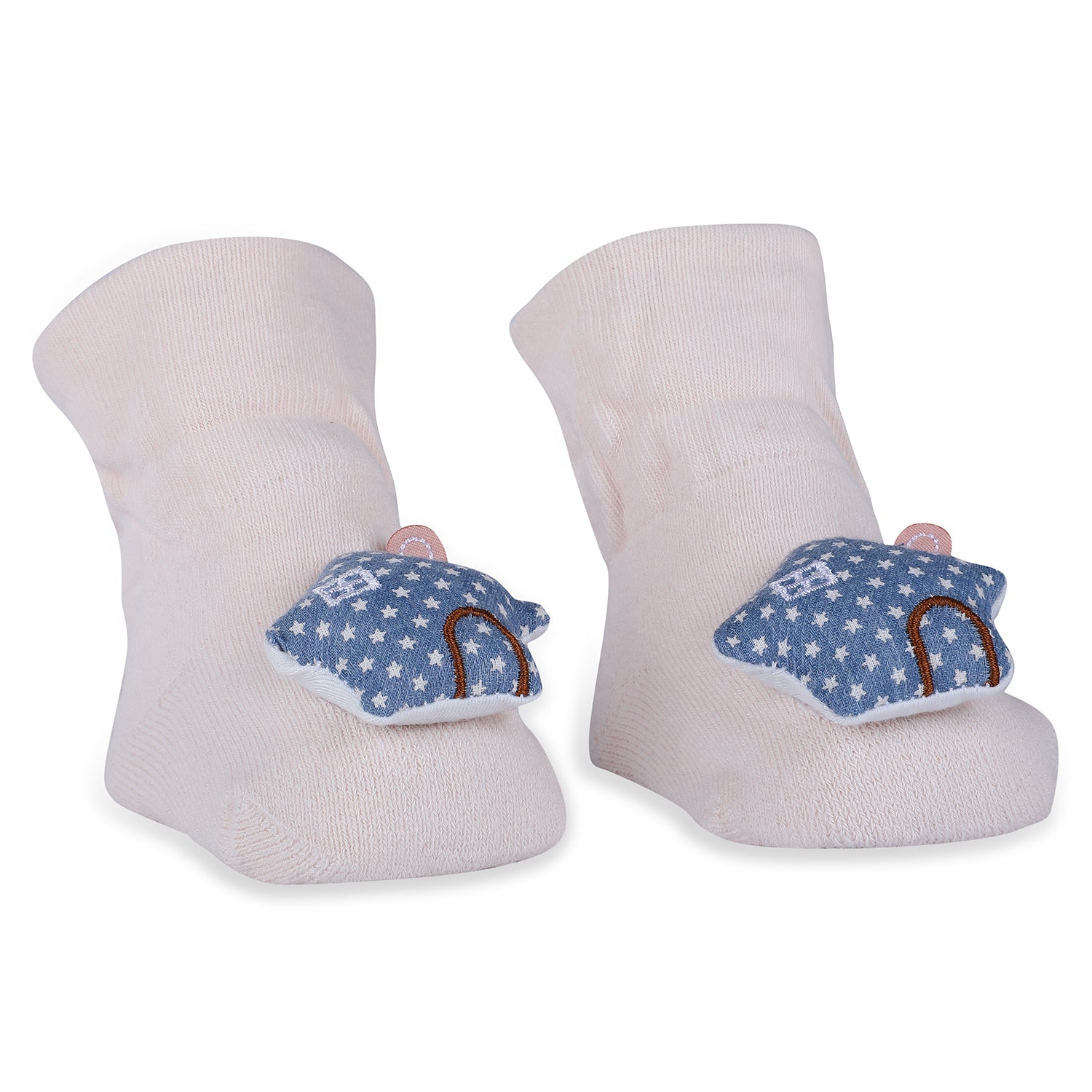 Baby Moo Star House Cotton Anti-Skid 3D Socks - Pink