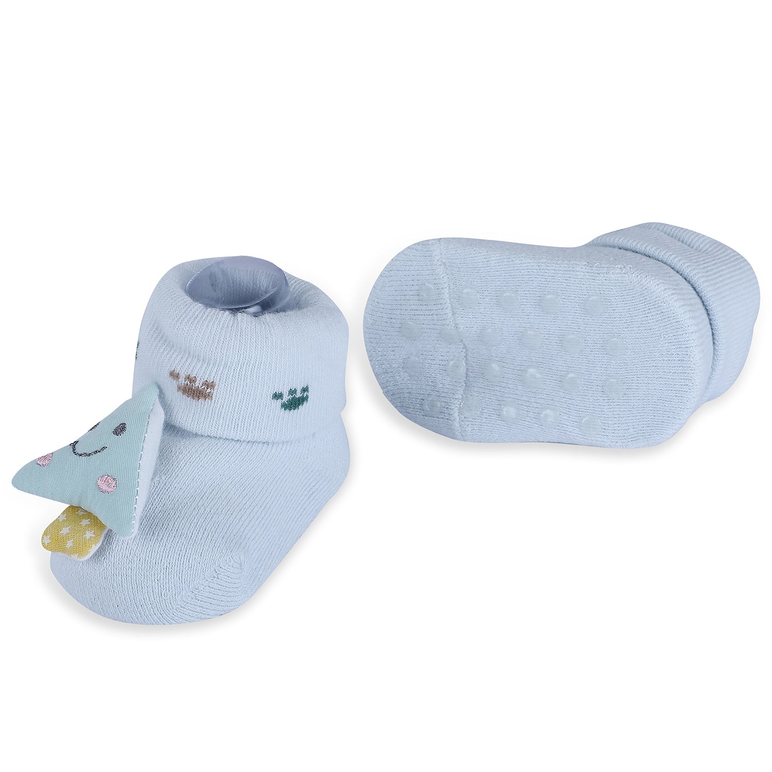 Baby Moo Smiling Tree Cotton Anti-Skid 3D Socks - Blue